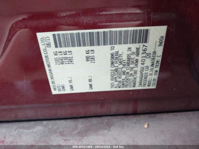 1N4AA6AP0GC401367 Nissan Maxima 3.5 Platinum