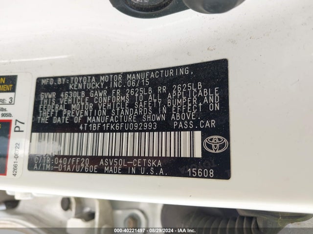 Toyota CAMRY SE 2015 4T1BF1FK6FU092993 Image 9