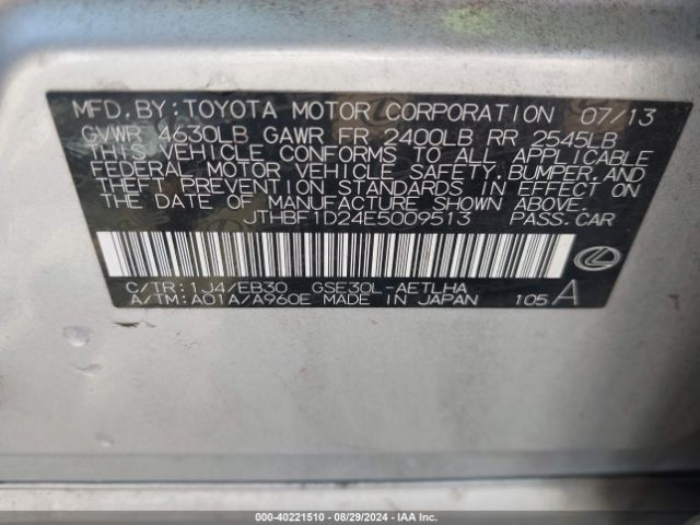 JTHBF1D24E5009513 Lexus IS 250