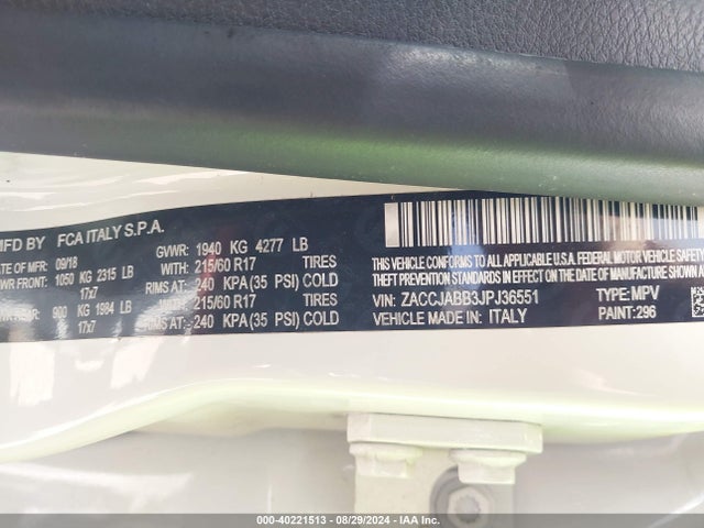 ZACCJABB3JPJ36551 Jeep Renegade Latitude Fwd