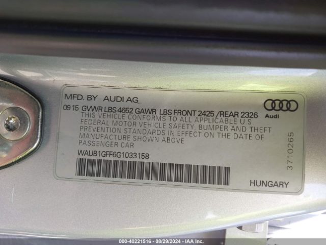 WAUB1GFF6G1033158 Audi S3 2.0t Premium Plus