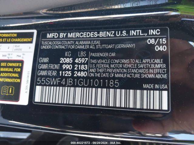 55SWF4JB1GU101185 Mercedes-Benz C 300 Luxury/sport