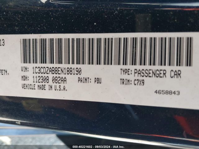 1C3CDZAB8EN188190 Dodge AVENGER SE