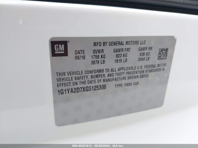 1G1YA2D7XG5125306 Chevrolet CORVETTE STINGRAY