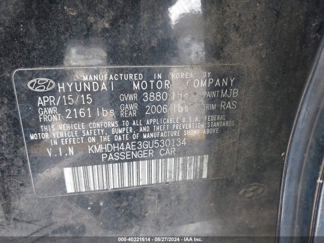 Hyundai ELANTRA SE 2016 KMHDH4AE3GU530134 Image 9
