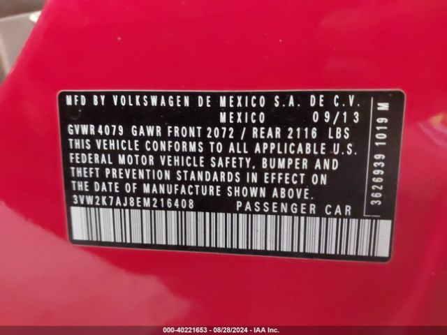 3VW2K7AJ8EM216408 Volkswagen Jetta 2.0l S