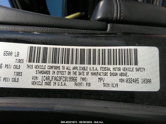 Jeep Grand Cherokee 2015 1C4RJFAG3FC819966 Image 9