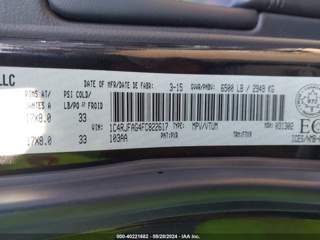 Jeep Grand Cherokee Laredo 2015 1C4RJFAG4FC822617 Image 9