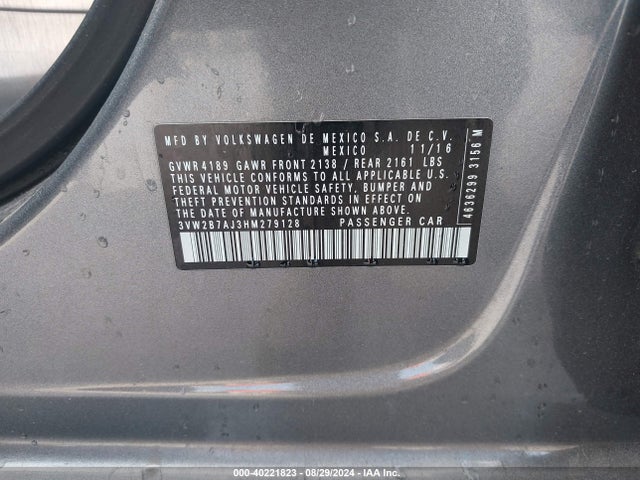 3VW2B7AJ3HM279128 Volkswagen Jetta 1.4t S