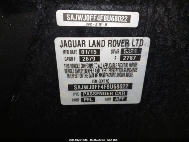 SAJWJ0FF4F8U68022 Jaguar Xf 3.0 Portfolio/3.0 Sport