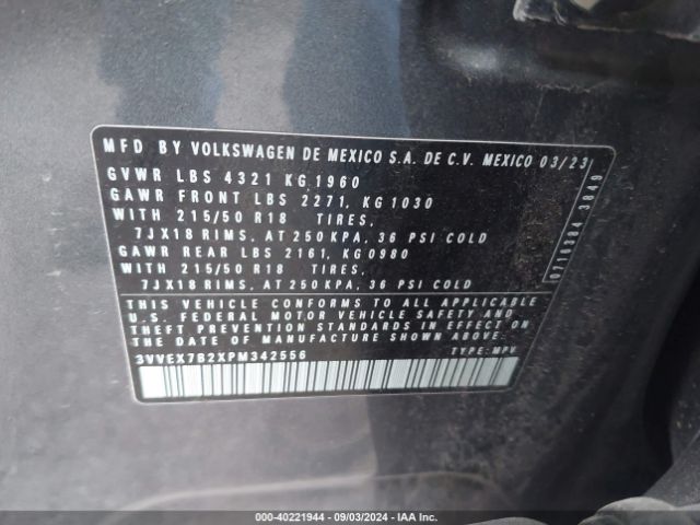 3VVEX7B2XPM342556 Volkswagen Taos 1.5t Se