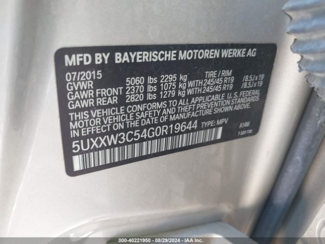5UXXW3C54G0R19644 BMW X4 Xdrive28i