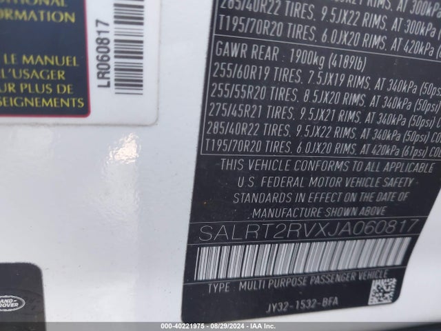 SALRT2RVXJA060817 Land Rover Discovery Hse Luxury