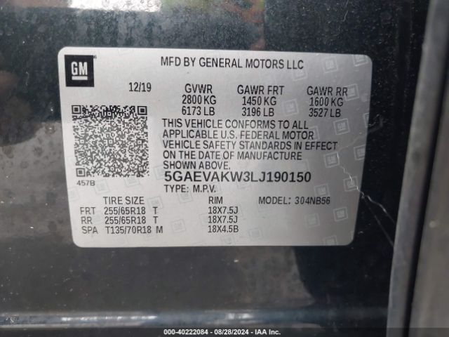 5GAEVAKW3LJ190150 Buick Enclave Awd Essence