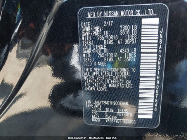 JN8AY2ND1H9007846 Nissan ARMADA SV