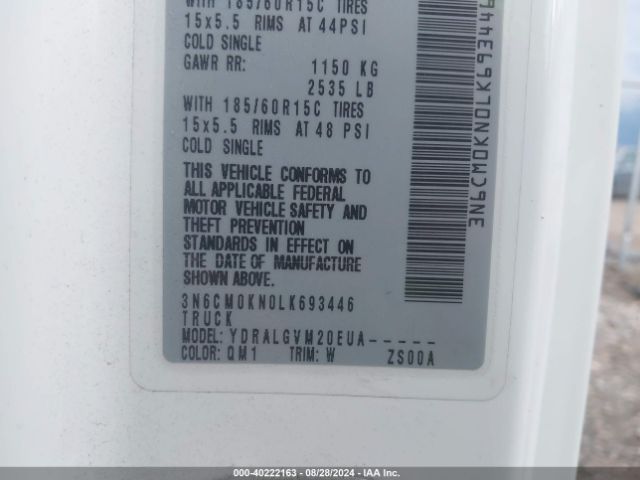 3N6CM0KN0LK693446 Nissan Nv200 Compact Cargo Sv Xtronic Cvt