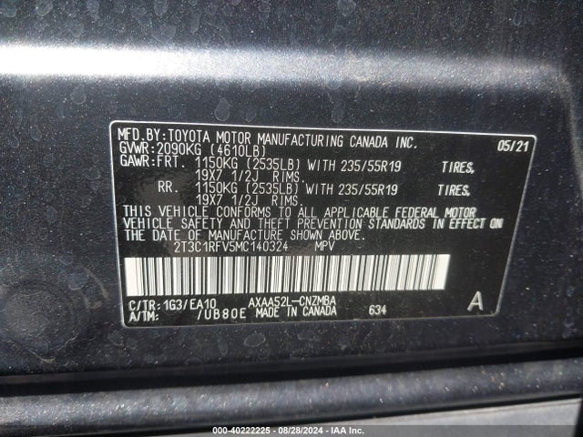 Toyota Rav4 Xle Premium 2021 2T3C1RFV5MC140324 Image 9