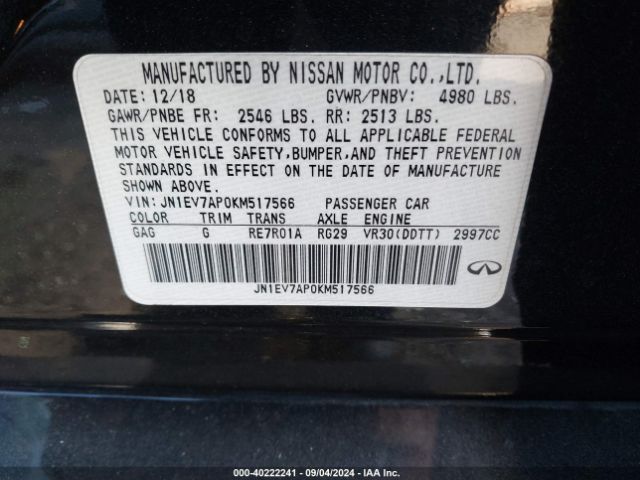 JN1EV7AP0KM517566 Infiniti Q50 3.0t Sport