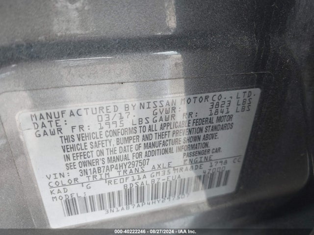 Nissan SENTRA S 2017 3N1AB7AP4HY297507 Image 9