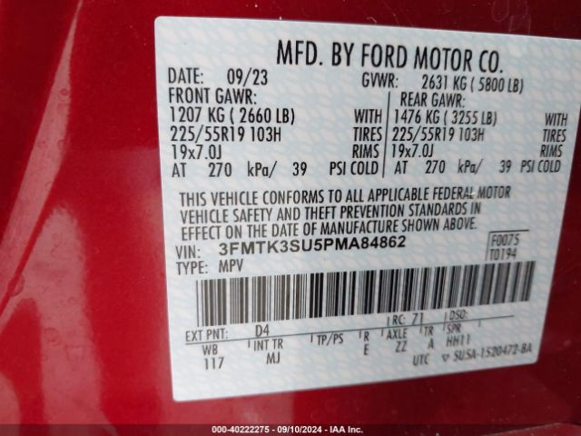 3FMTK3SU5PMA84862 Ford Mustang Mach-e Premium