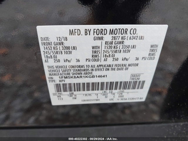 Ford Police Interceptor Utility 2019 1FM5K8AR1KGB14641 Image 9
