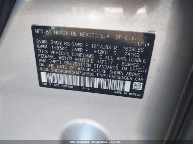 3HGGK5H83FM750595 Honda Fit Ex/ex-l