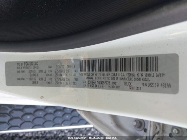 1C6RREFM7LN197770 RAM 1500 Big Horn  4x2 5'7 Box