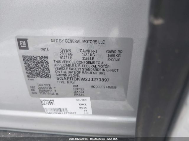 5GAERBKW2JJ273897 Buick Enclave Essence