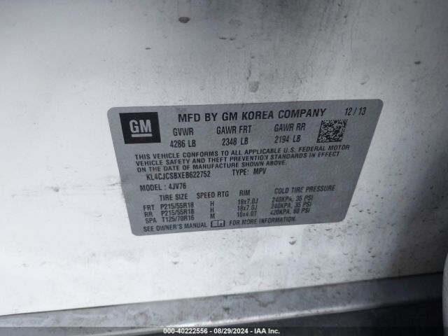 KL4CJCSBXEB622752 Buick Encore Leather