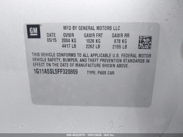 1G11A5SL5FF320869 Chevrolet Malibu 1fl