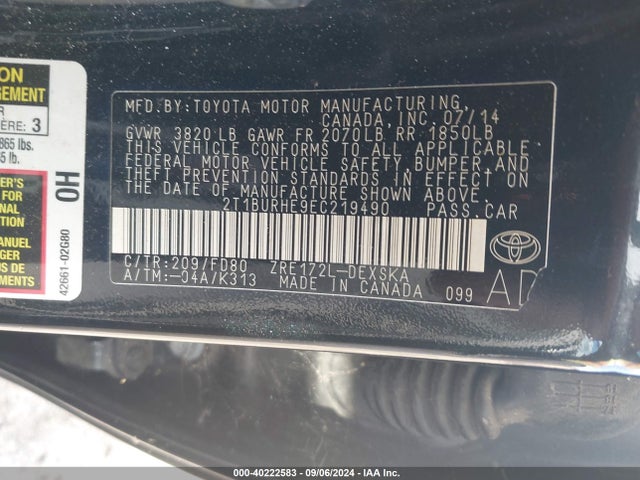 Toyota Corolla S Plus 2014 2T1BURHE9EC219490 Image 9