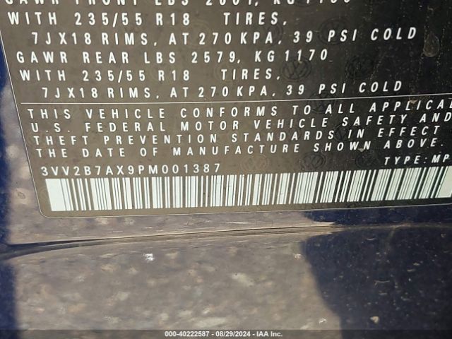3VV2B7AX9PM001387 Volkswagen Tiguan 2.0t Se