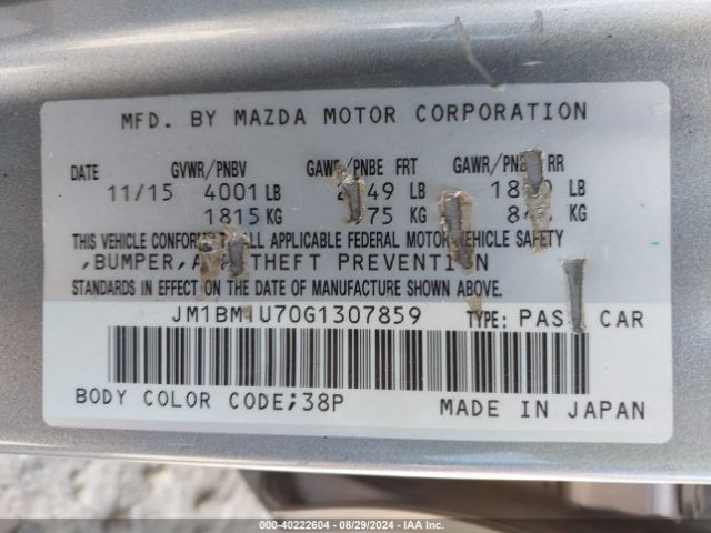 JM1BM1U70G1307859 Mazda Mazda3 I Sport