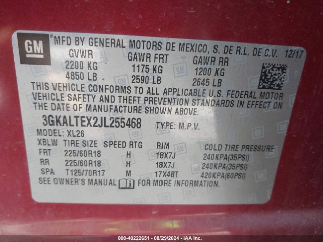 3GKALTEX2JL255468 GMC Terrain Sle