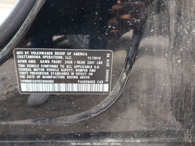 1VWBN7A37EC059089 Volkswagen Passat 2.0l Tdi Se