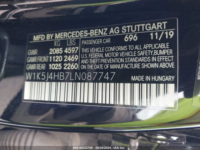 W1K5J4HB7LN087747 Mercedes-Benz CLA 250 4MATIC