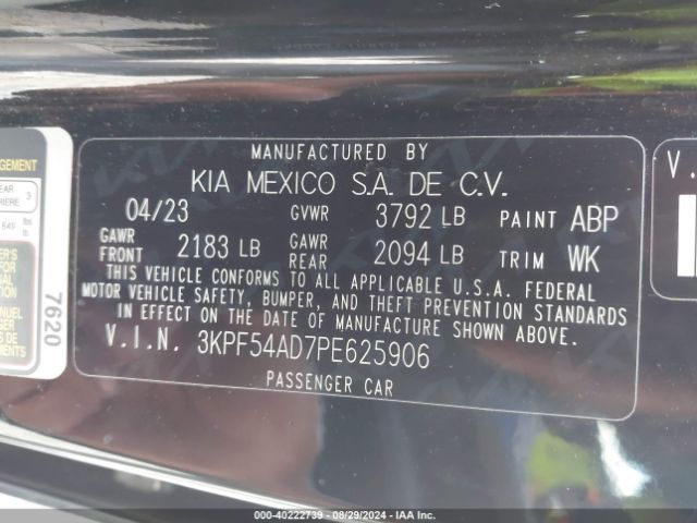 3KPF54AD7PE625906 KIA Forte Gt-line