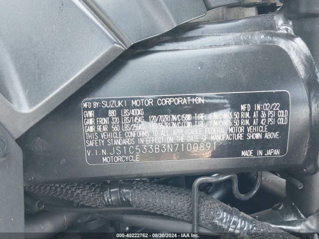 2022 SUZUKI GSX-S750 JS1C533B3N7100891 Photo 9