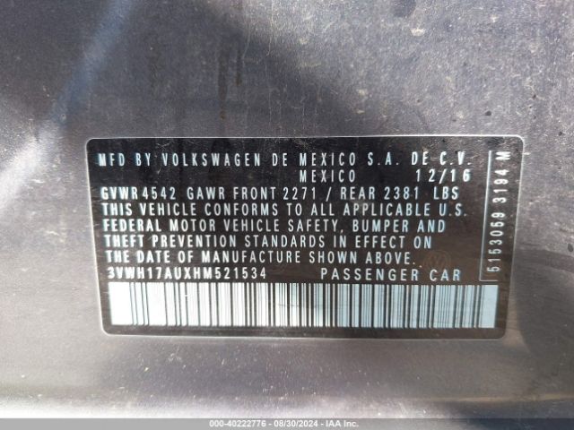 3VWH17AUXHM521534 Volkswagen Golf Alltrack Tsi S/tsi Se/tsi Sel