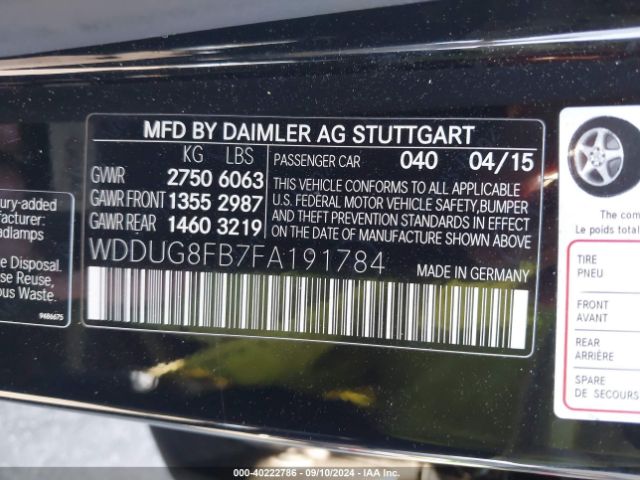 WDDUG8FB7FA191784 Mercedes-Benz S 550 4matic