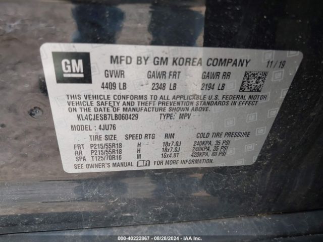 KL4CJESB7LB060429 Buick Encore Awd Preferred