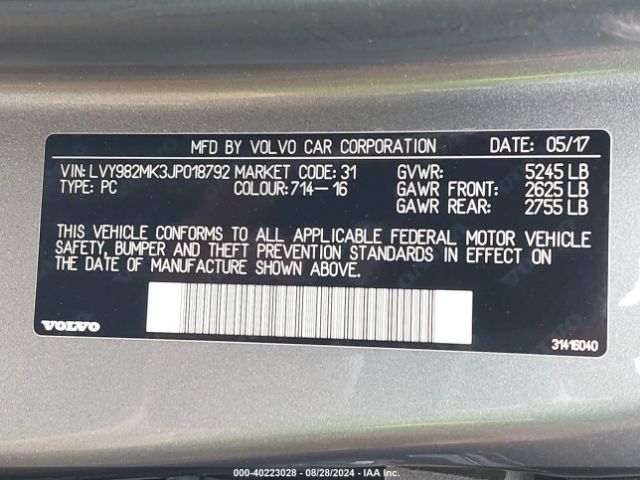 LVY982MK3JP018792 Volvo S90 T5 Momentum