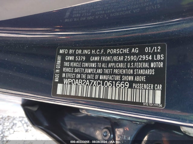 2012 PORSCHE PANAMERA WP0AB2A7XCL061669 Photo 8