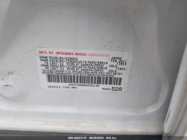 2011 MITSUBISHI OUTLANDER JA4JT3AW5BU032139 Photo 8