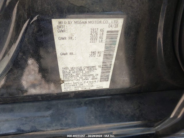 Nissan Altima 2.5 Sv 2018 1N4AL3AP2JC249642 Image 9