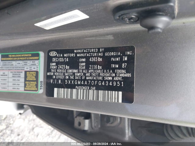 KIA Optima Lx 2015 5XXGM4A70FG434951 Image 9