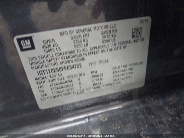 1GT120E80FF634752 GMC Sierra 2500hd Denali