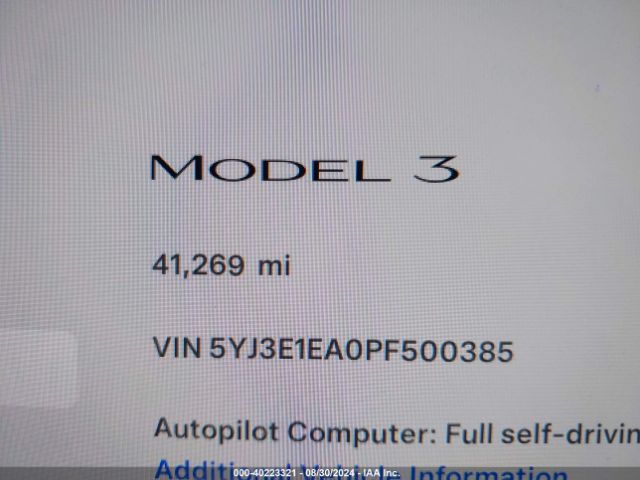 5YJ3E1EA0PF500385 Tesla Model 3 Rear-wheel Drive