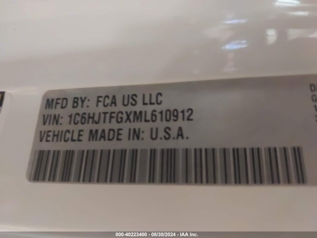 1C6HJTFGXML610912 Jeep Gladiator Overland 4x4