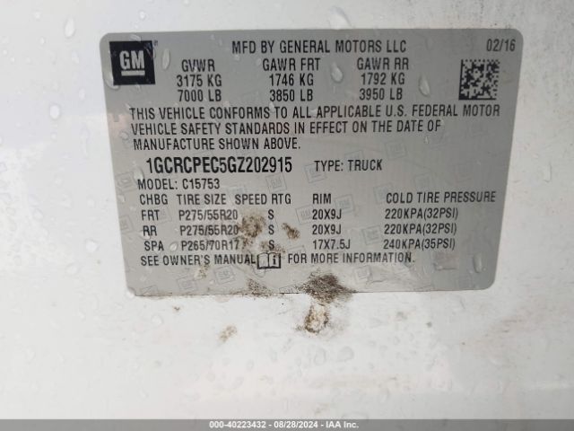 1GCRCPEC5GZ202915 Chevrolet Silverado 1500 Custom